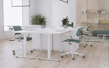 Load image into Gallery viewer, Elektrisks divmotoru Compact 2 galds | Pelēks, melns, balts - ERGONOMISKI GALDI UN PLAUKTI